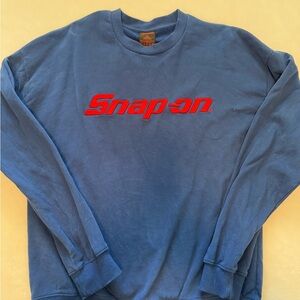 Snap Blue Embroidered Crewneck Sweatshirt with Red Snap-on Logo